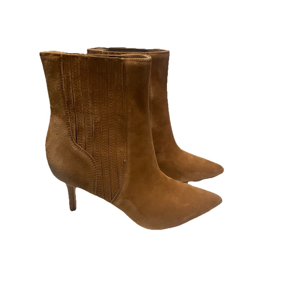 Veronica Beard Lisa 70' Suede Heeled Ankle Boots Size 7.5 Hazelnut Elegant - Picture 12 of 14